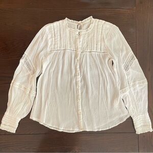 Free People Long Sleeve Button Down Gauze Top M